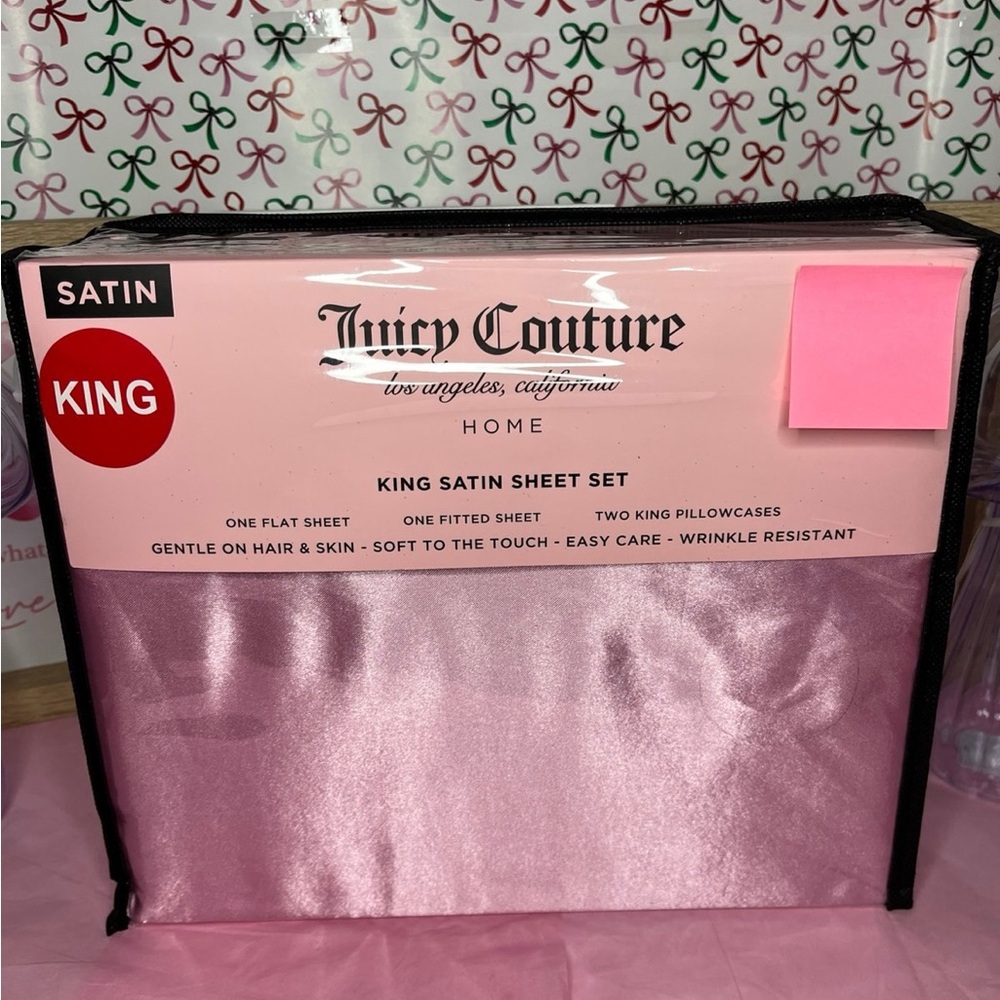 Juicy Couture Pink Satin Sheets - King